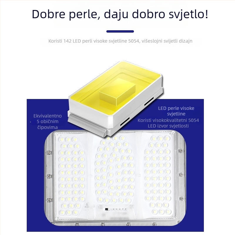 Solarna rasvjeta za vrt, vanjska IP65 vodootporna, kvadratna LED svjetiljka s daljinskim upravljačem, 3.2V, dimenzije 267×190×45 mm