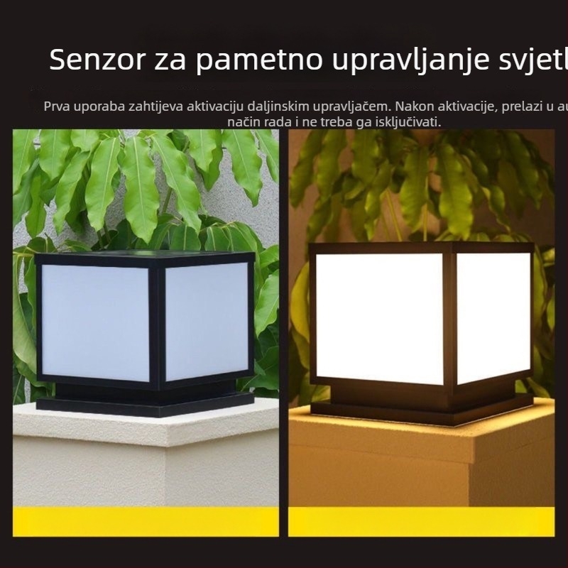 Solarna kolonska svjetiljka za vrt, vanjska IP65 vodootporna zidna svjetiljka s kovanog željeza i akrilnim sjenilom LED