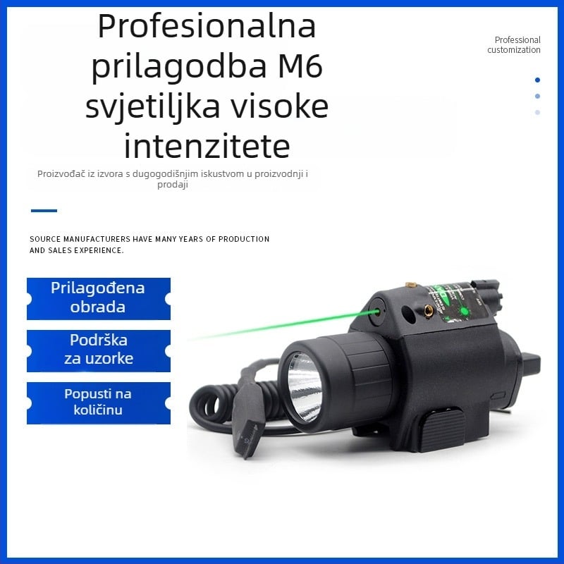 Zelena LED svjetiljka M6 s integriranim taktičnim laserom, vanjski strob i rasvjeta tračnice