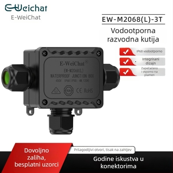 IP68 vodootporna kutija za razvodnu električnu opremu za vanjsku LED rasvjetu, podvodnu i podzemnu uličnu rasvjetu, T-tip, 1 ulaz, 2 izlaza, crna plastična vodootporna kutija