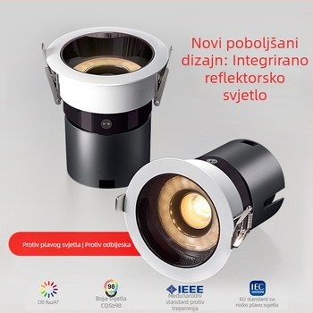 LED anti-glare spot svjetiljka za osvjetljenje zida, uski okvir, duboka čašica, ugrađeno stropno svjetlo, integrirani dizajn