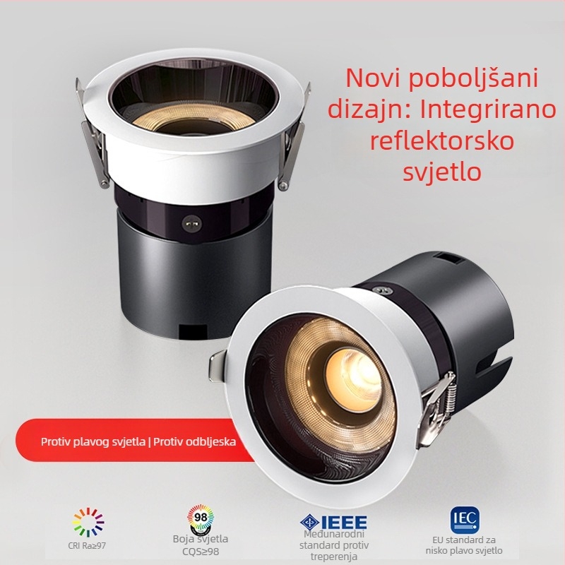 LED anti-glare spot svjetiljka za osvjetljenje zida, uski okvir, duboka čašica, ugrađeno stropno svjetlo, integrirani dizajn