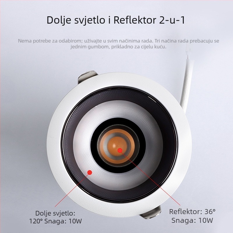 LED anti-glare spot svjetiljka za osvjetljenje zida, uski okvir, duboka čašica, ugrađeno stropno svjetlo, integrirani dizajn