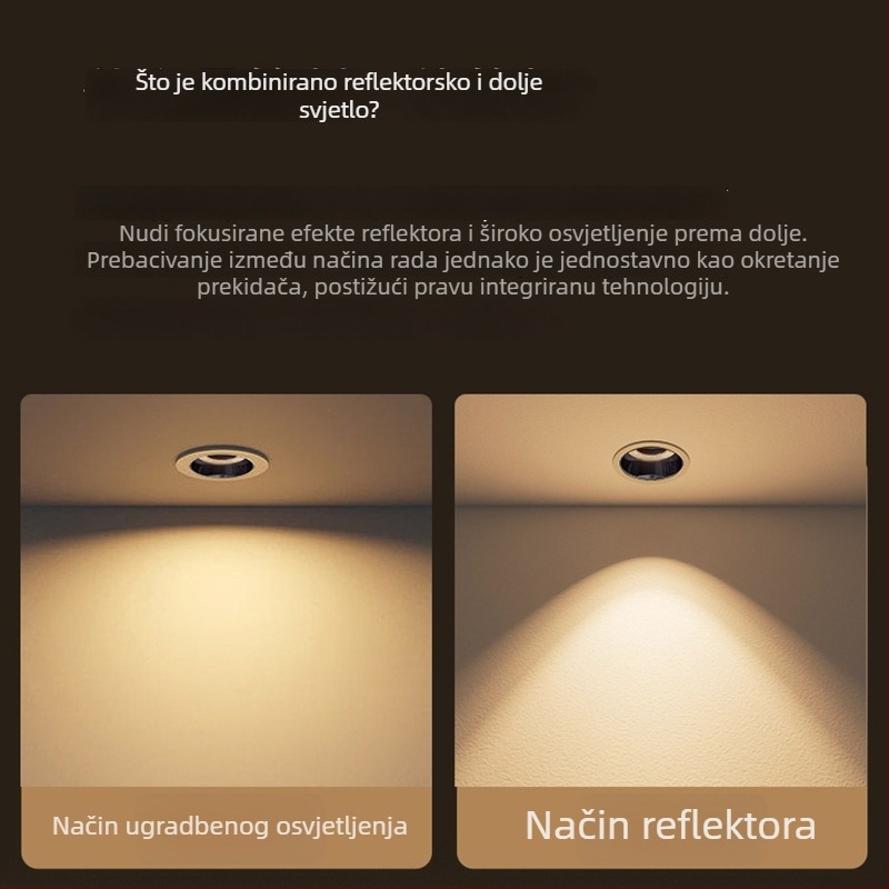 LED anti-glare spot svjetiljka za osvjetljenje zida, uski okvir, duboka čašica, ugrađeno stropno svjetlo, integrirani dizajn