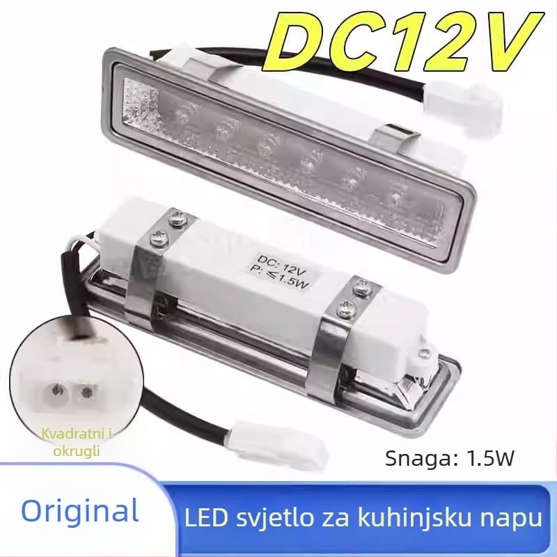 LED rasvjeta za napa – pravokutna lampa, univerzalna za integrirane štednjake, hladno svjetlo, štednja energije, 12V