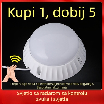 Stropna LED svjetiljka s radar senzorom pokreta i upravljanjem zvukom i svjetlom, polukružni difuzor
