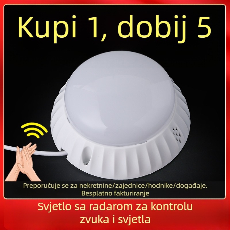 Stropna LED svjetiljka s radar senzorom pokreta i upravljanjem zvukom i svjetlom, polukružni difuzor