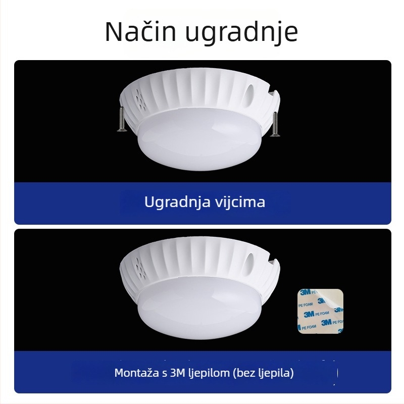 Stropna LED svjetiljka s radar senzorom pokreta i upravljanjem zvukom i svjetlom, polukružni difuzor