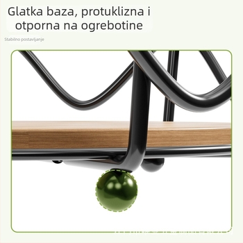 Kovani željezni dvostruki stalak za skladištenje, kuhinjska košarica za voće i povrće s okruglom drvenom podlogom, odvojiva