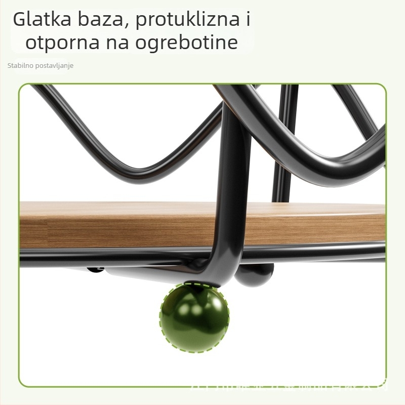 Kovani željezni dvostruki stalak za skladištenje, kuhinjska košarica za voće i povrće s okruglom drvenom podlogom, odvojiva