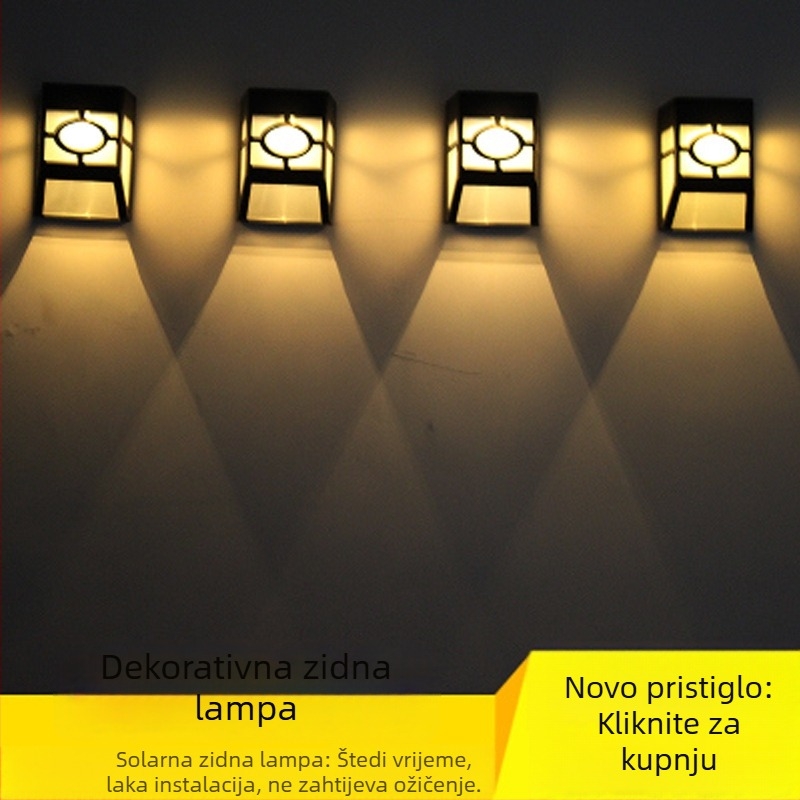 Solarna retro zidna svjetiljka s LED panelom, otporna na kišu, za balkon i vrt