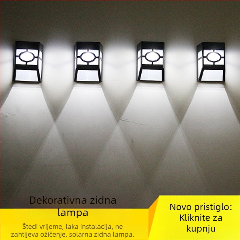 Solarna retro zidna svjetiljka s LED panelom, otporna na kišu, za balkon i vrt