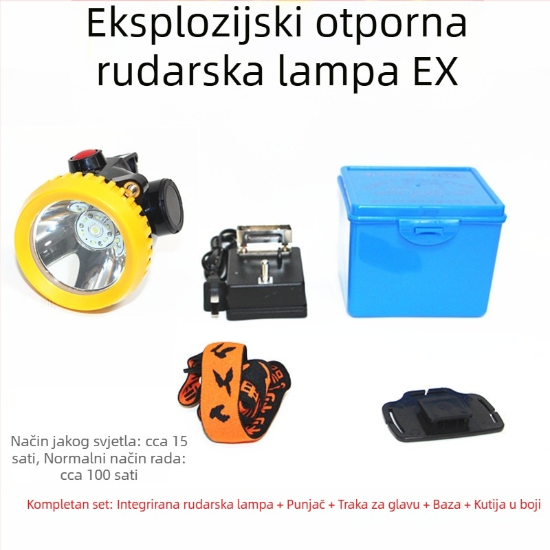 Eksplozijski otporna rudarska čelna lampica s višestrukim priključcima, integrirana kaciga za zaštitu, vodootporna, bežična, podzemni LED