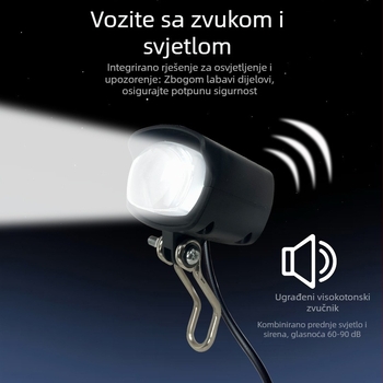 Prednje svjetlo za sklopivi skuter, LED svjetlo i sirena — dva u jedan, univerzalno 36V/48V