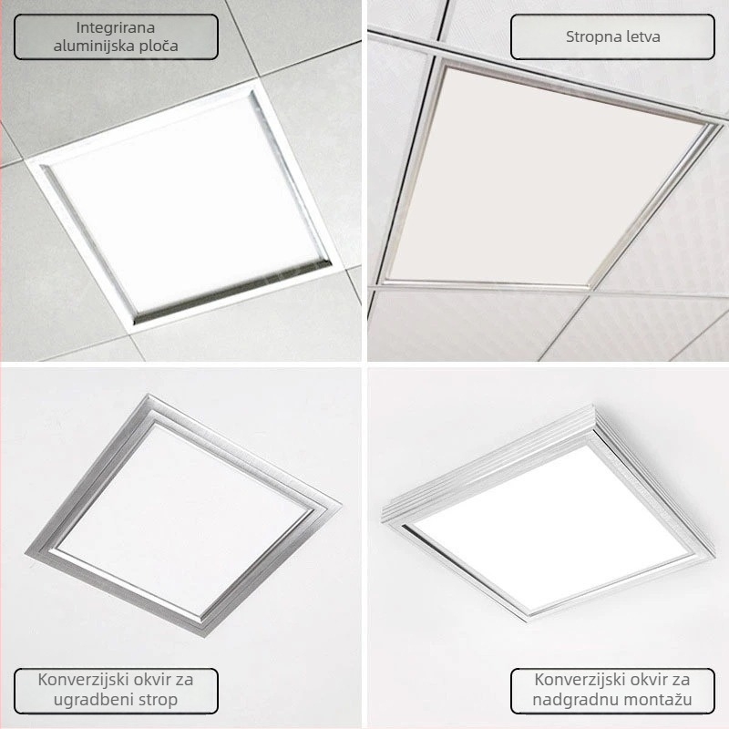 LED panel rasvjeta za kuhinju i kupaonu, plafonski panel 595×595, ravni panel s integriranim osvjetljenjem