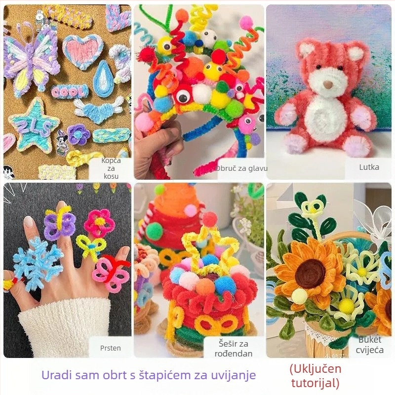DIY set za dinosaurski obruč za kosu s baršunastim trakama i uvijajućim štapićima