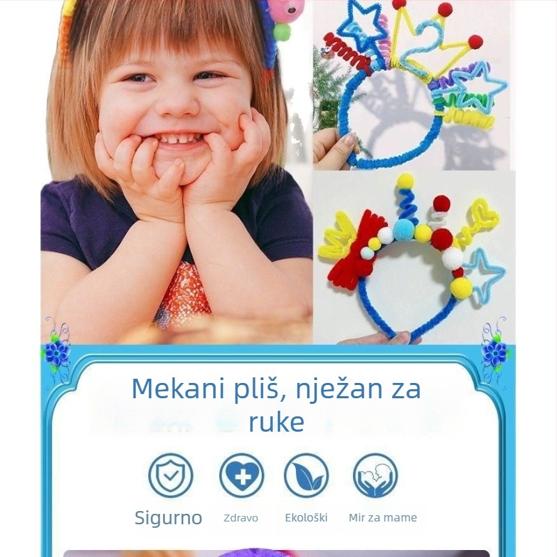 DIY set za dinosaurski obruč za kosu s baršunastim trakama i uvijajućim štapićima