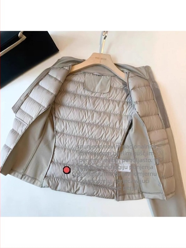 Ženska jakna od perja s uskim strukom, 90% patka perja, lagana i topla, stojeći ovratnik, patchwork dizajn