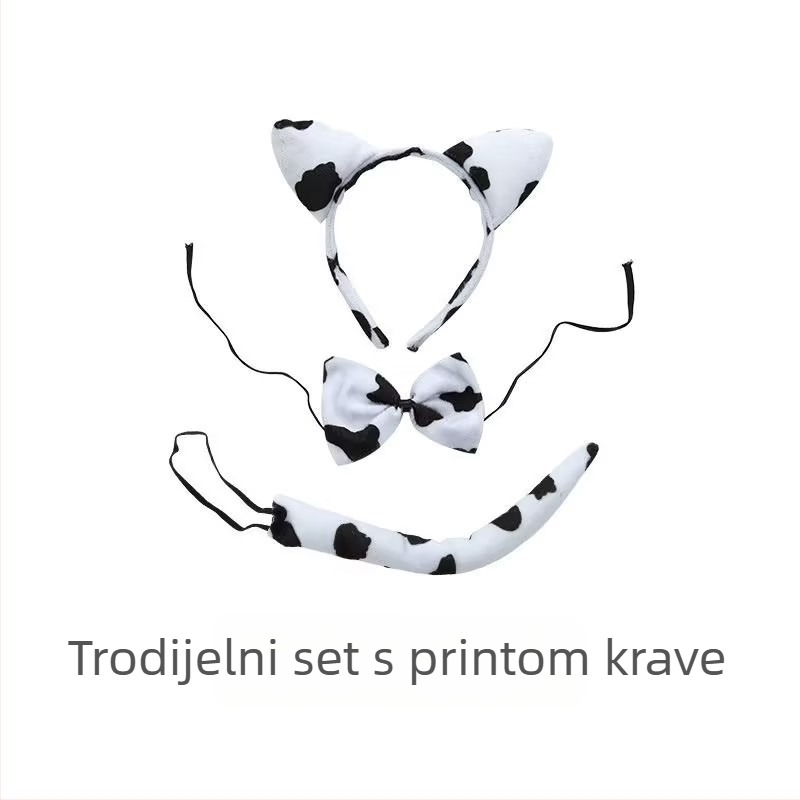 Halloween dječji set od tri trake za kosu s leopard ušima mačaka, pliš, široki rub