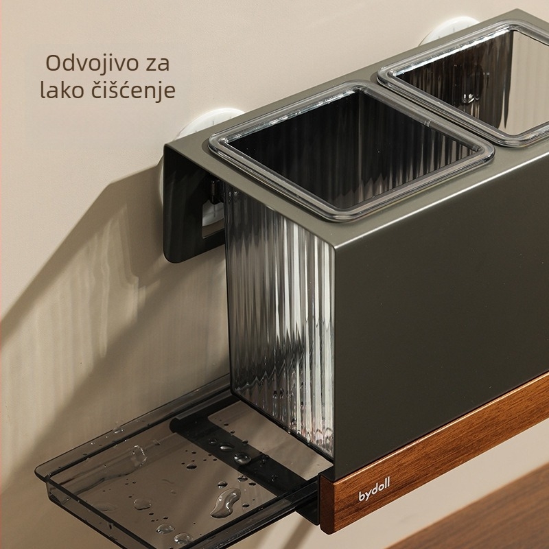 Zidni metalni kuhinjski organizator s odvodnjavanjem i otpornošću na plijesan, retro držač za štapiće i stalak za žlice