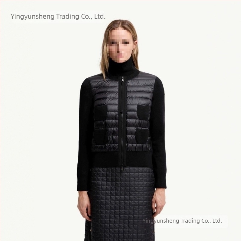M25 unisex jakna s uspravnim ovratnikom, bijela vunena pletena patchwork, lagana jakna s gusjim perju