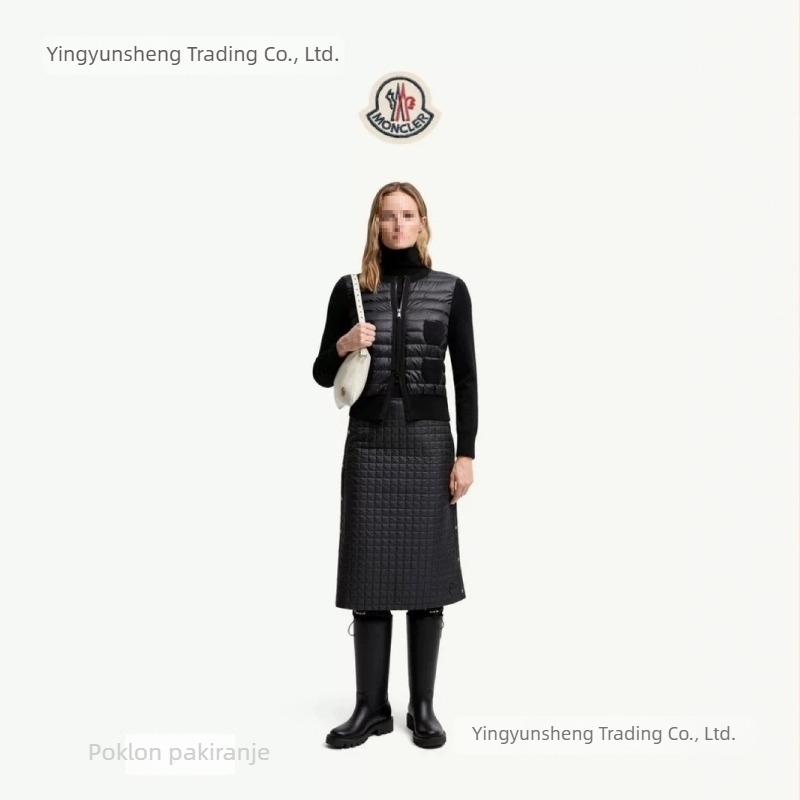 M25 unisex jakna s uspravnim ovratnikom, bijela vunena pletena patchwork, lagana jakna s gusjim perju