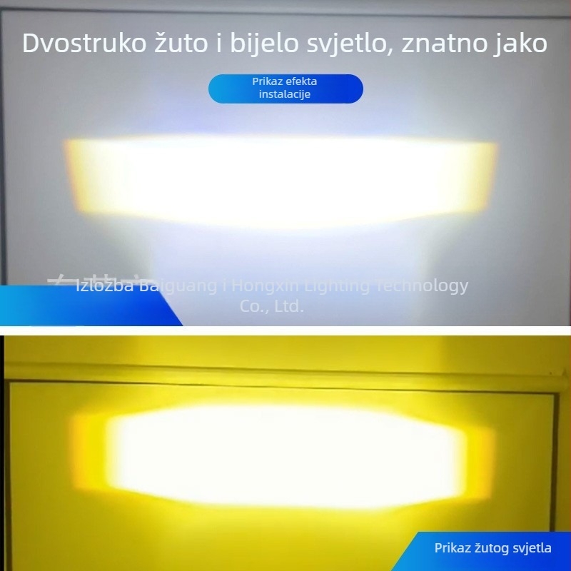 Motociklističko LED prednje svjetlo s integriranim visokim i niskim snopom, bijela i žuta svjetlost, ultra jaka H4 žarulja s ugrađenim spotom i konveksnom lećom