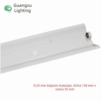 T8 0,6 m jednotrubni držač lampe sa kućištem, V8 LED nosač s reflektorom, dimenzije 130 x 55 mm