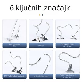 Prilagodljivi fleksibilni nosač LED stolne lampe s fleksibilnim crijevom — univerzalna mini klip od nehrđajućeg čelika