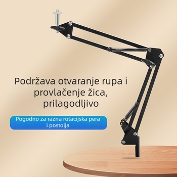 Konzolni stolni nosač s dugim ramom za LED lampu, mikrofon i moksibustija; sklopivi okvir.