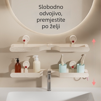 Independent Držač za kupaonicu sa usisnom čašom na stijenu iznad slavine – ABS kozmetički organizator, bez bušenja