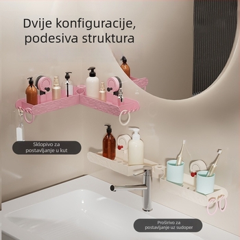 Independent Držač za kupaonicu sa usisnom čašom na stijenu iznad slavine – ABS kozmetički organizator, bez bušenja