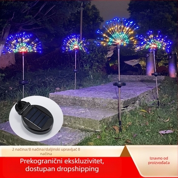 LED solarne svjetiljke za tlo u obliku vatrometa, niz LED lampica s motivom maslačka za vanjsku dekoraciju dvorišta