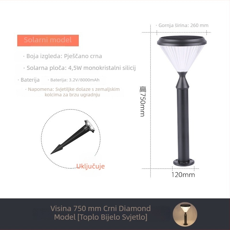Solarne LED lampe za dvorište i travnjak, vanjsko rasvjetno rješenje za krajolik, ugradne u tlo, aluminijsko kućište, IP65