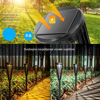 DS129 Solarna LED vrtna svjetiljka sa zemljanim postoljem, pastoralni stil vanjske dekoracije, IP65, induktivni prekidač
