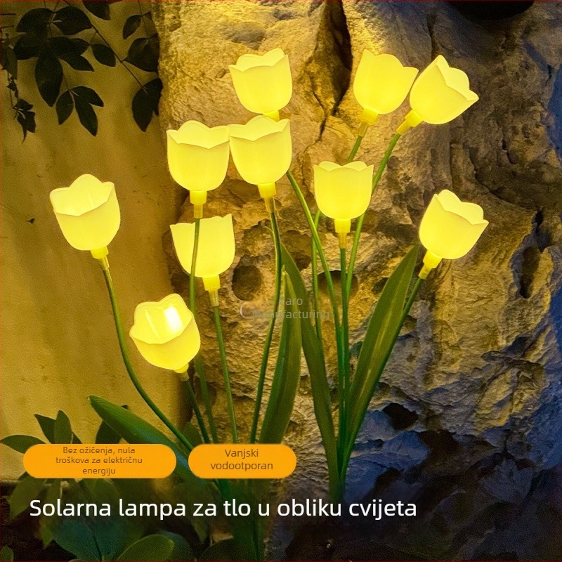 Solarna lampa u obliku cvijeta za zemlju, vodootporna vanjska LED rasvjeta za vrt i dvorište