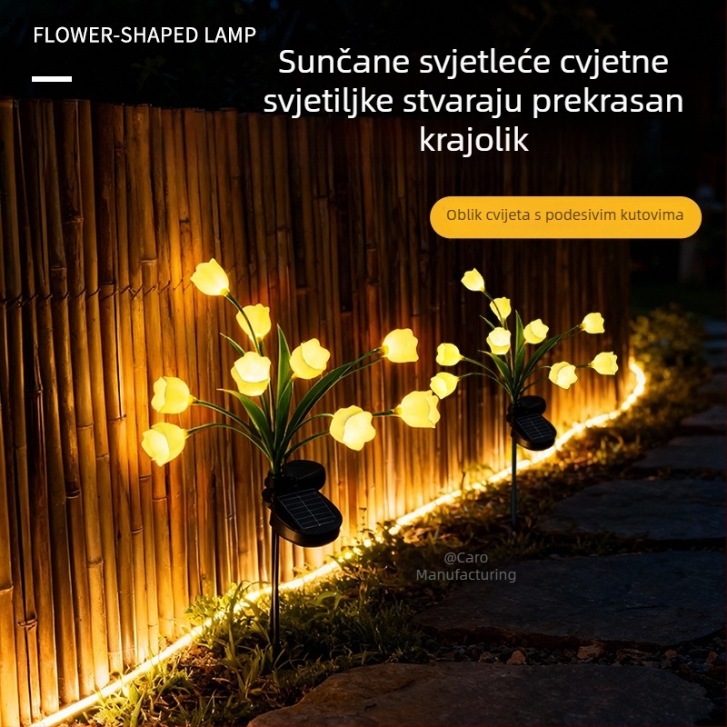 Solarna lampa u obliku cvijeta za zemlju, vodootporna vanjska LED rasvjeta za vrt i dvorište