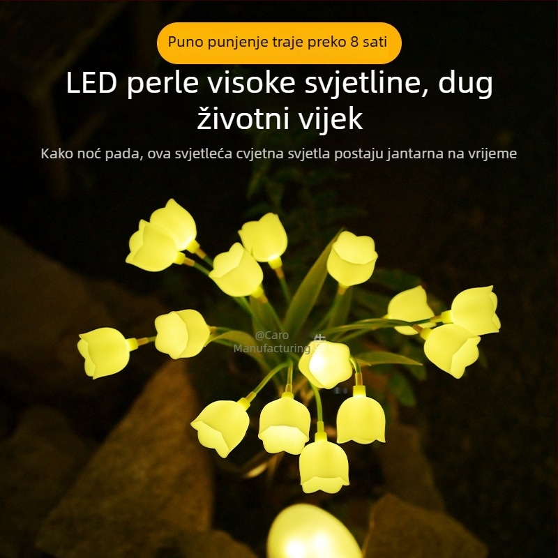 Solarna lampa u obliku cvijeta za zemlju, vodootporna vanjska LED rasvjeta za vrt i dvorište