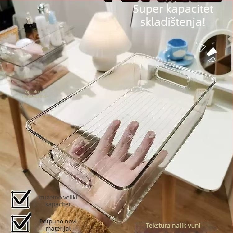 Prozirna kutija za dodatke za kosu s poklopcem, zaštita od prašine, velik kapacitet, za gumice i kopče za kosu, stolni organizator
