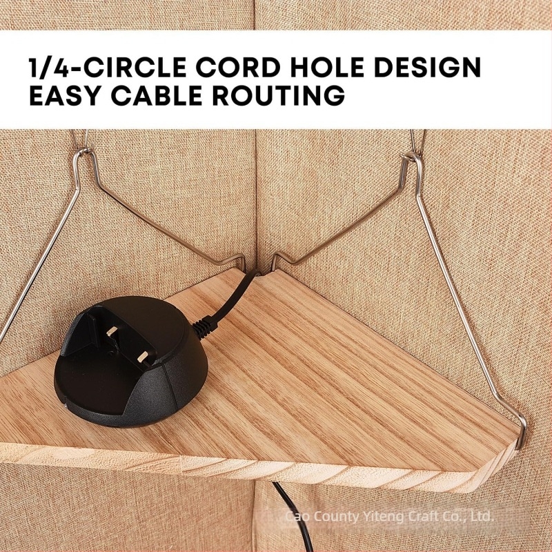 Drveni viseći kutni polic za uredske pregrade, zidni nosač