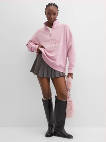 Ženski oversize duksa s zipom i reverom, američki SPORTSki stil, udoban i laskav kroj