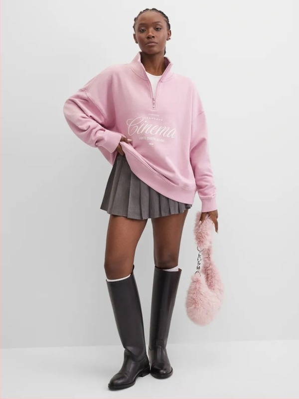 Ženski oversize duksa s zipom i reverom, američki SPORTSki stil, udoban i laskav kroj