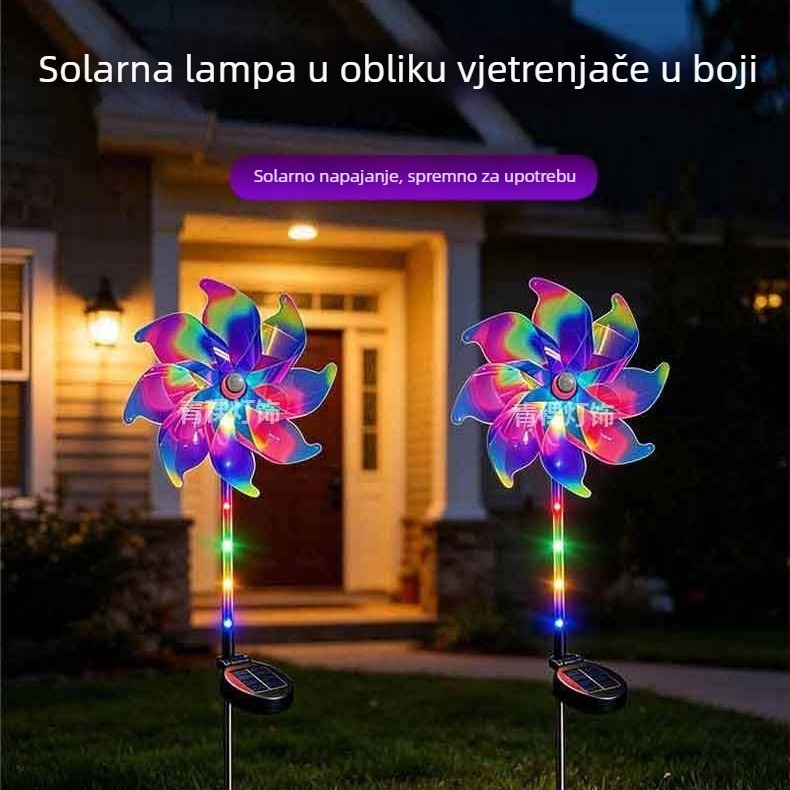 LED solarno svjetlo s vjetrenjačom za vrt – vodootporna vanjska božićna dekoracija