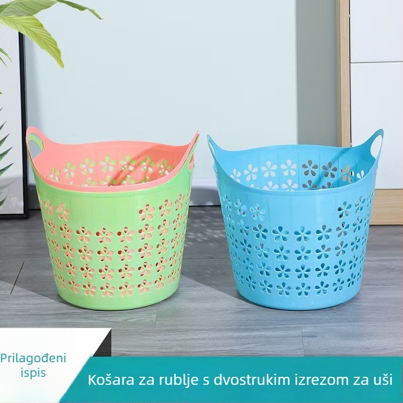 Plastični koš za pranje s ručkom, 37×37 cm, motiv cvijeta šljive, jednostavno skladištenje