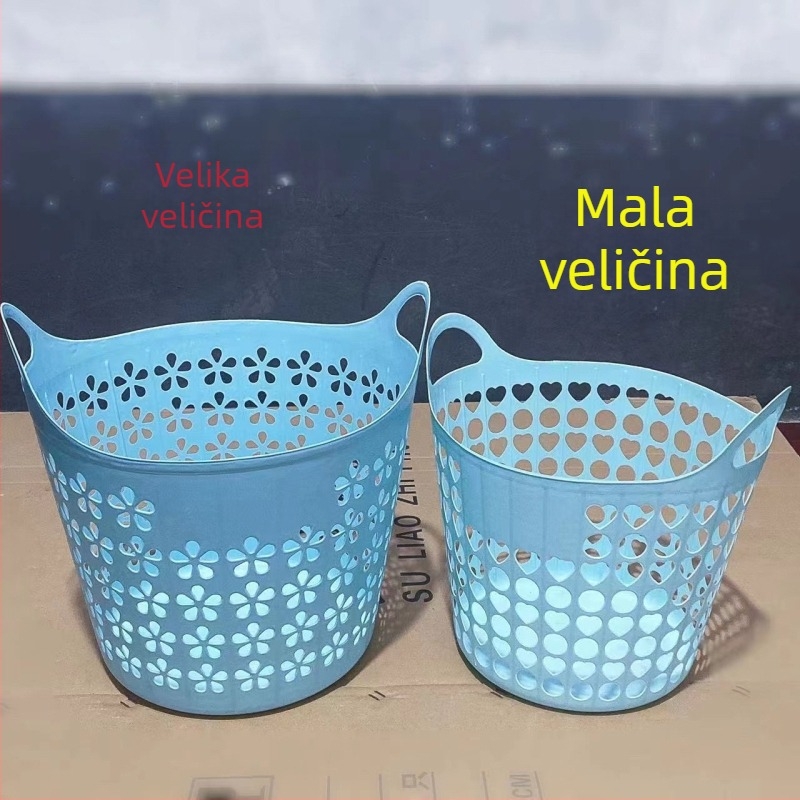 Plastični koš za pranje s ručkom, 37×37 cm, motiv cvijeta šljive, jednostavno skladištenje