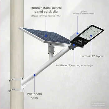 Solarna ulična svjetiljka za obnovu starih lampi, vanjska vodootporna LED vrtna rasvjeta, montirana na rame na stupu, zidni nosač 1 m