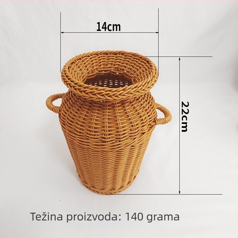 Ručni pleteni vintage vaza za cvijeće i košara za cvijeće od umjetnog ratana za dnevni boravak