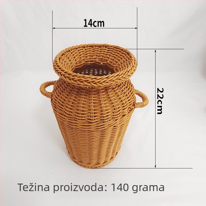 Ručni pleteni vintage vaza za cvijeće i košara za cvijeće od umjetnog ratana za dnevni boravak