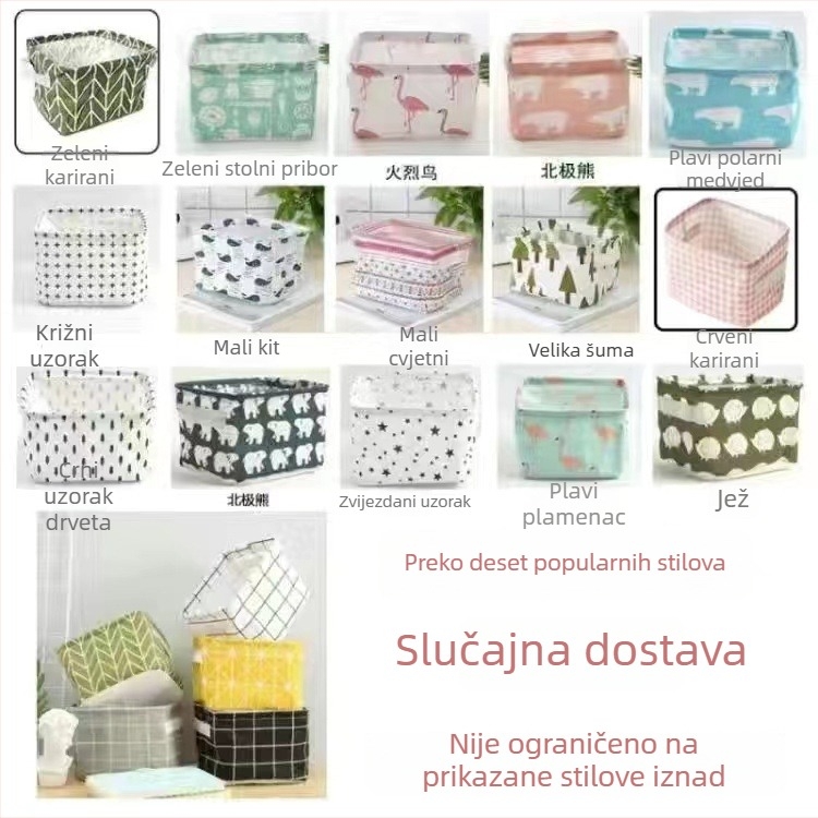 Košara za pohranu od tkanine s ručkom i otiskom, za organizaciju na stolu i pohranu u ormariću, pogodna za manje odjeće i sitnice