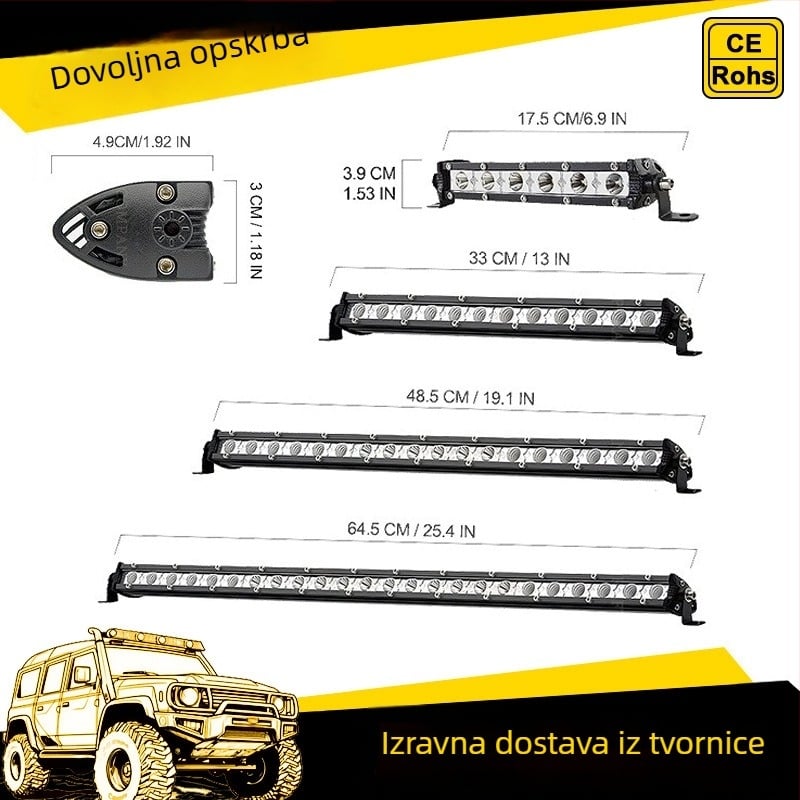 LED svjetla za automobil, off-road reflektori, ultra-tanke jednoredne LED trake, krovno svjetlo, LED modificirana svjetla
